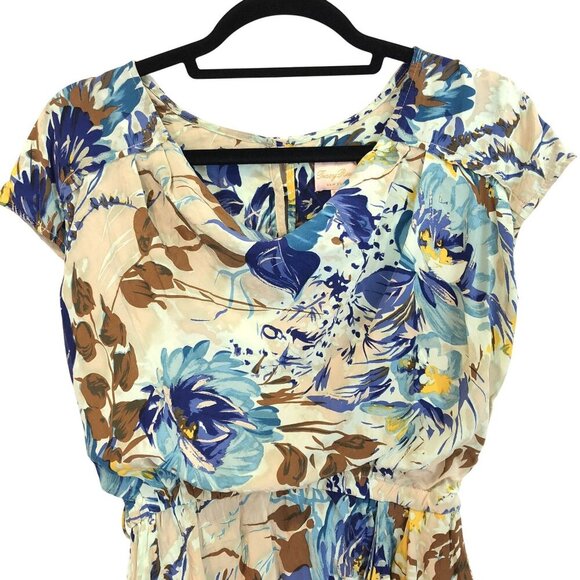 Tracy Reese Resort Silk Size S Floral Cap Sleeve Mini Dress Draped Front Sheath - Picture 5 of 11